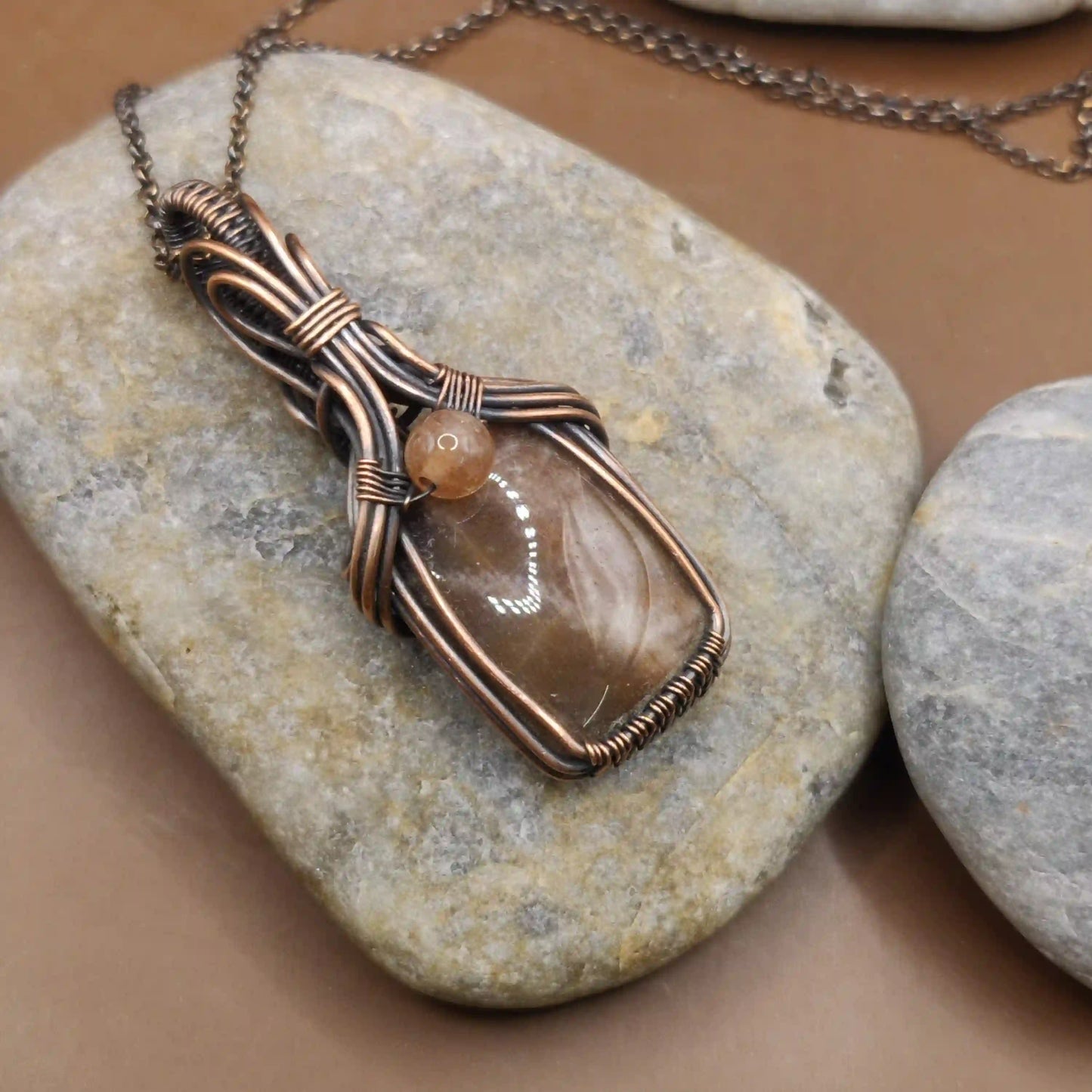 Safal - Black Moonstone and Sunstone Necklace By Sanguine Aura Handcrafted Jewellery