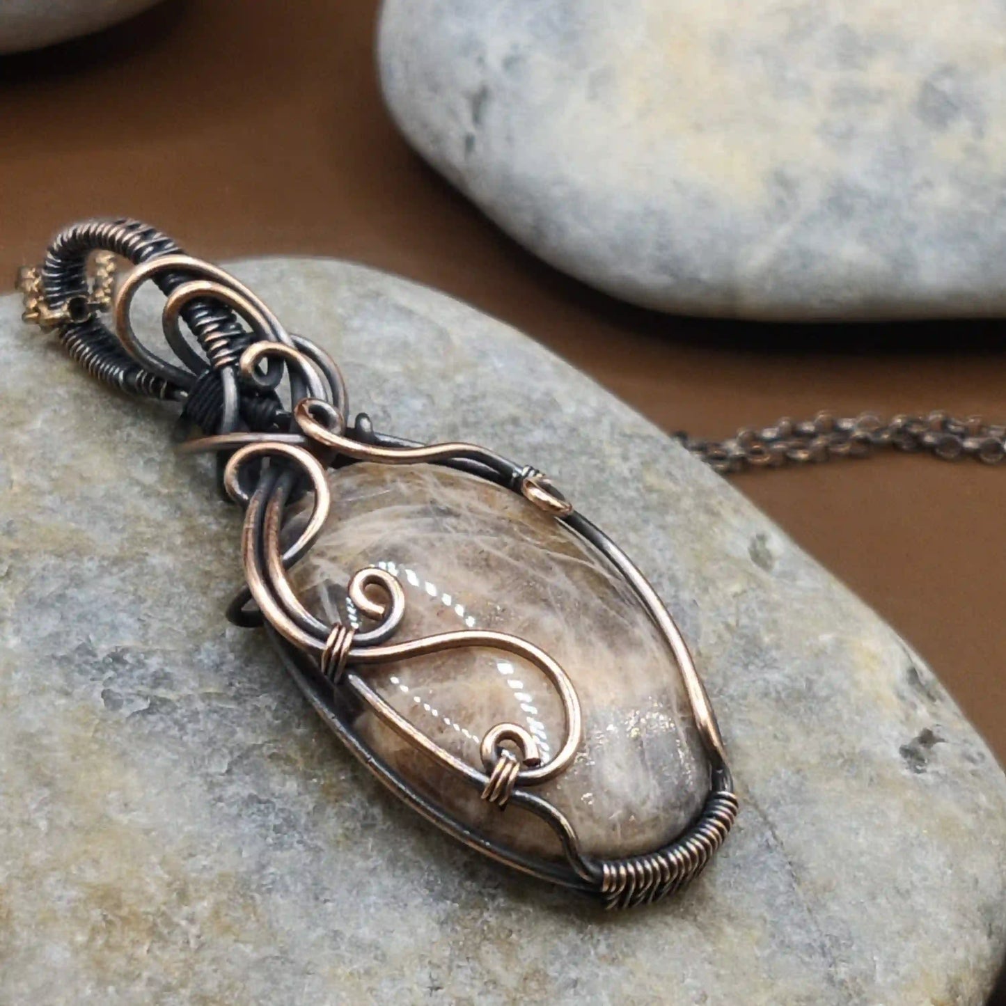 Prisha - Black Moonstone Necklace 001 SA1 By Sanguine Aura Handcrafted Jewellery