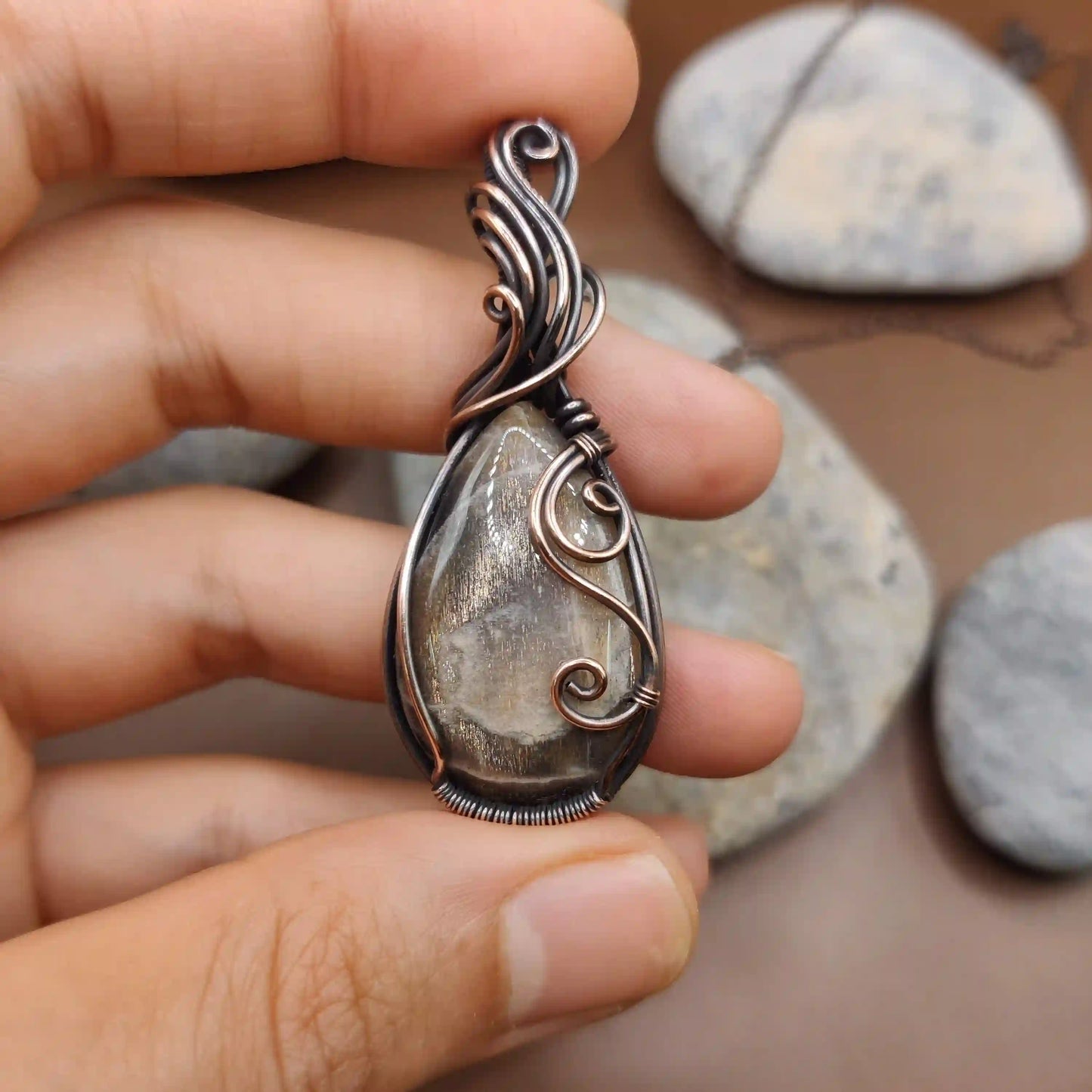 Urvi - Black Moonstone Necklace 001 SA2 By Sanguine Aura Handcrafted Jewellery