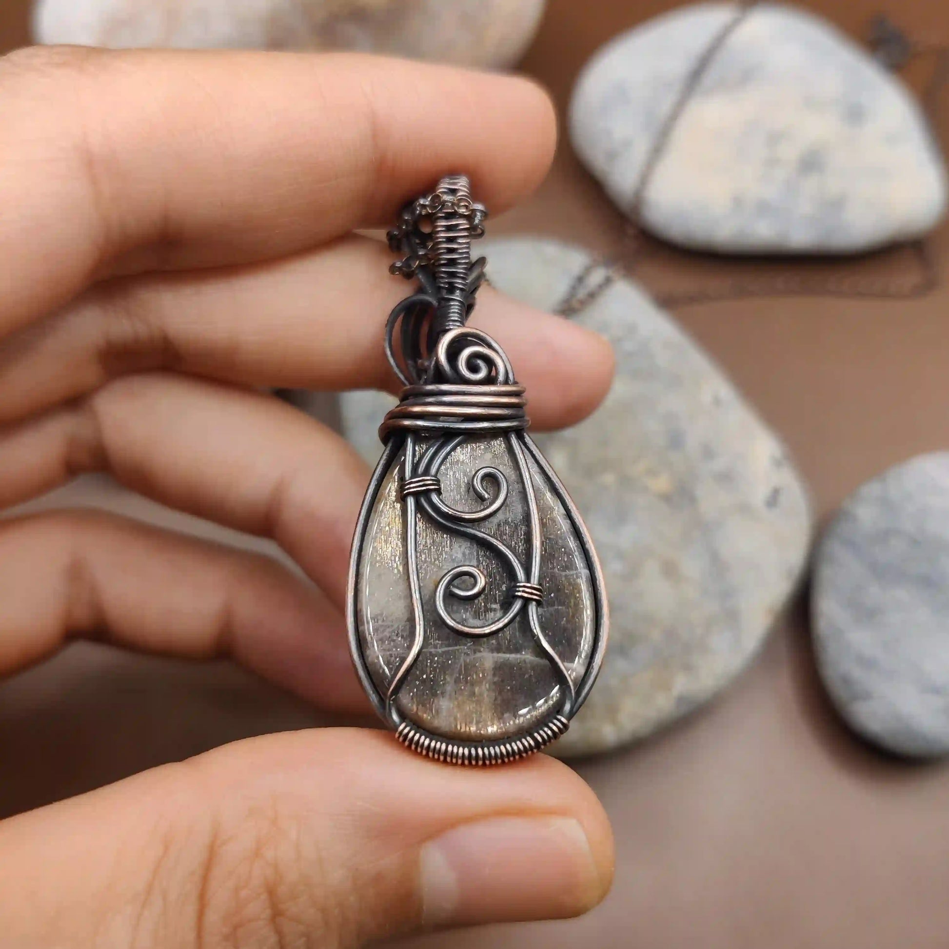 Urvi - Black Moonstone Necklace 001 SA3 By Sanguine Aura Handcrafted Jewellery
