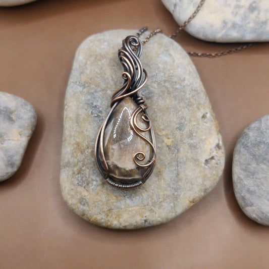 Urvi - Black Moonstone Necklace 001 By Sanguine Aura Handcrafted Jewellery. Healing Benefits of Black Moonstone - Balance, protection, intuition.