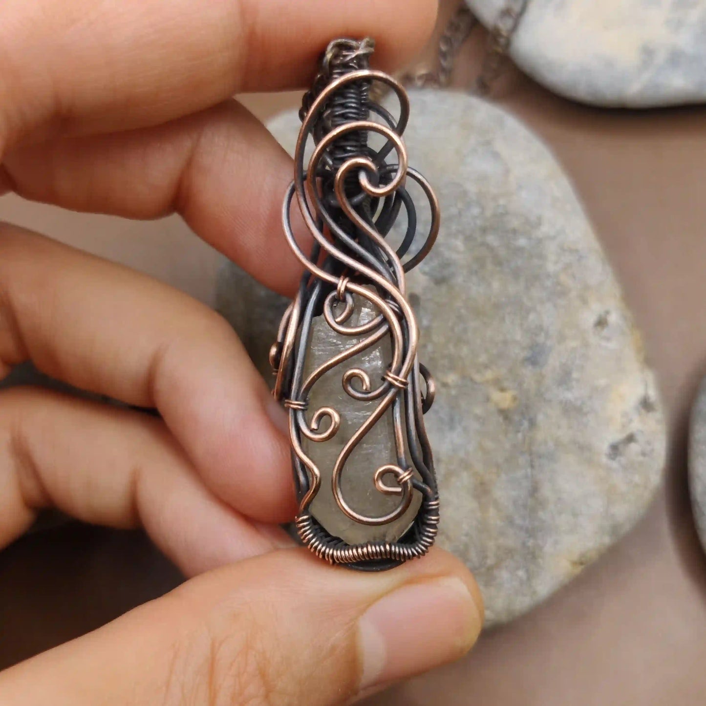Aadhini- Clear Quartz Necklace - 005 SA2 By Sanguine Aura Handcrafted Jewellery