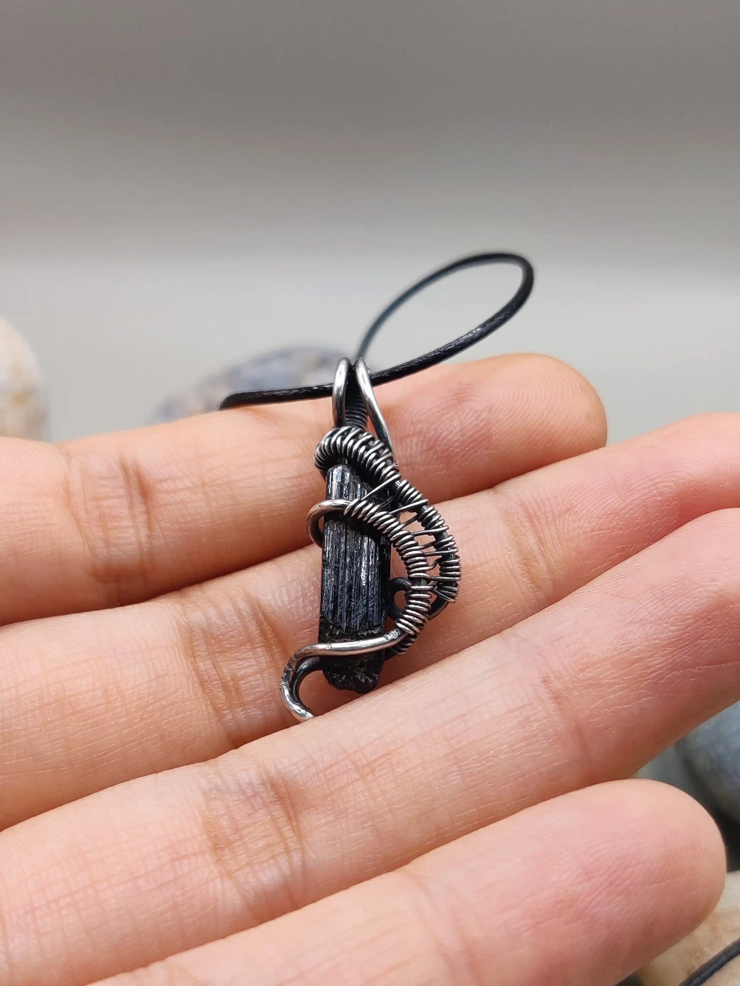 Neil - Raw Black Tourmaline Silver Pendant 001
