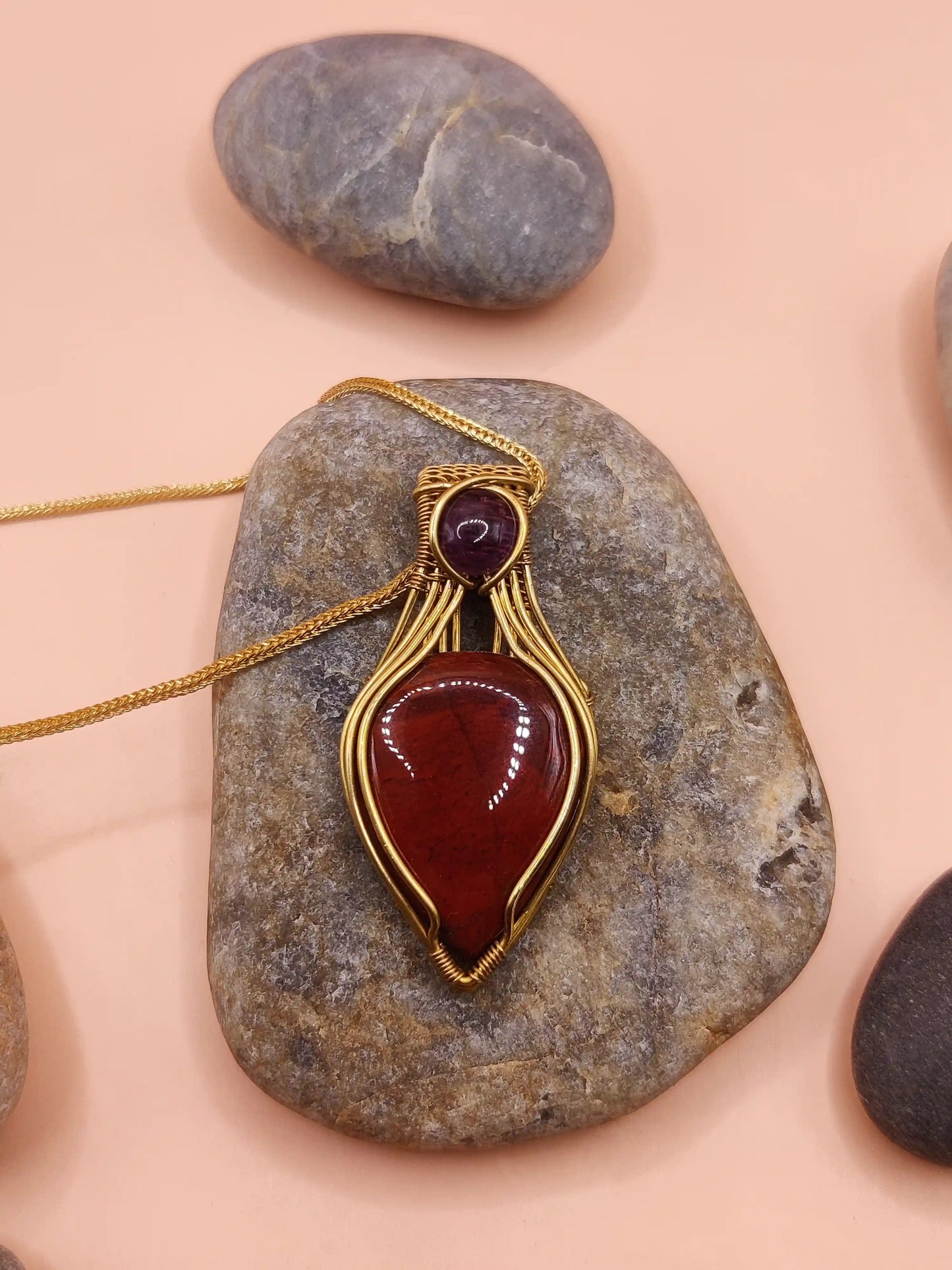 Advithi - Red Jasper and Amethyst Necklace 002