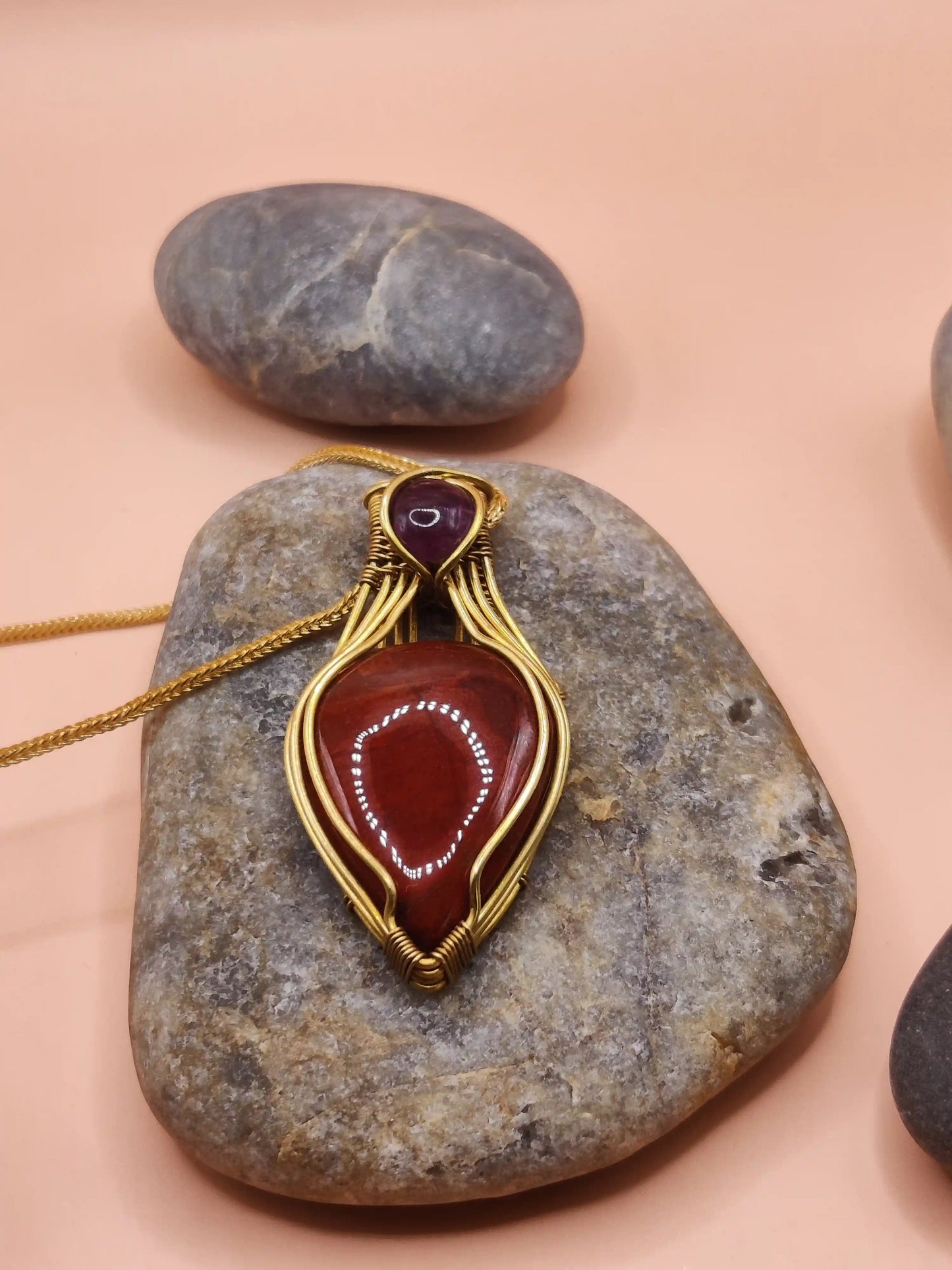 Advithi - Red Jasper and Amethyst Necklace 002