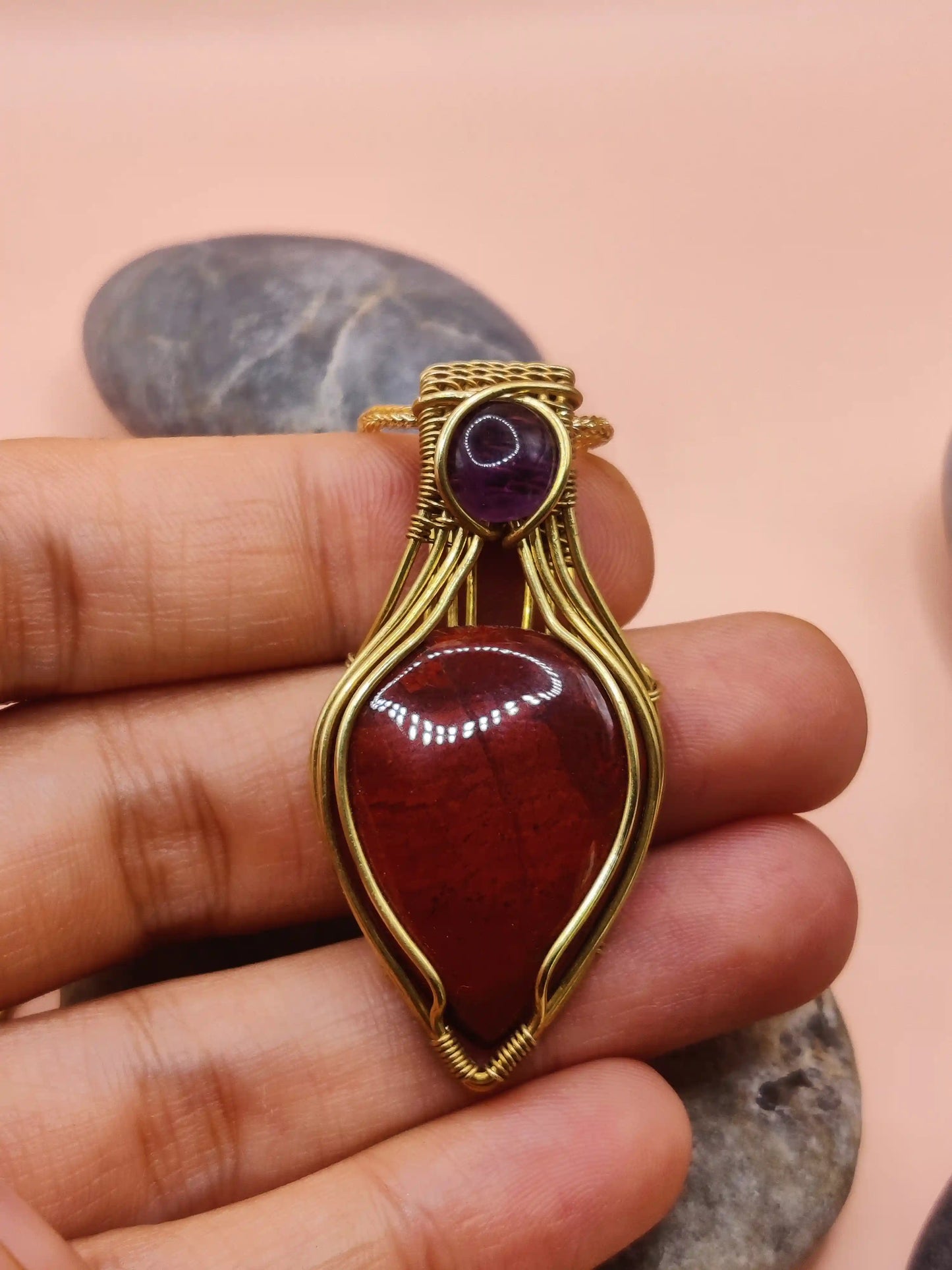 Advithi - Red Jasper and Amethyst Necklace 002