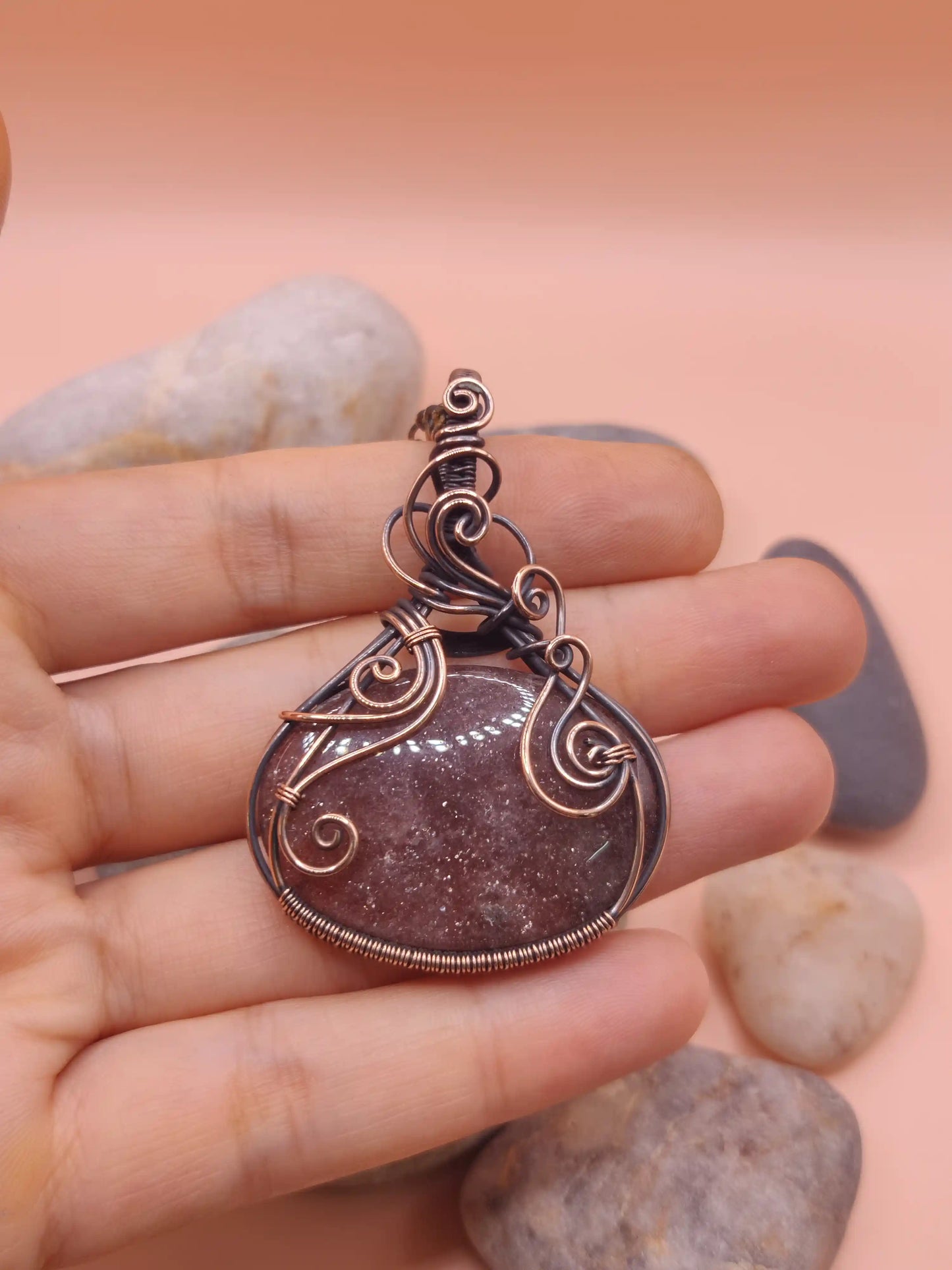 Prisha - Strawberry Quartz Necklace 001