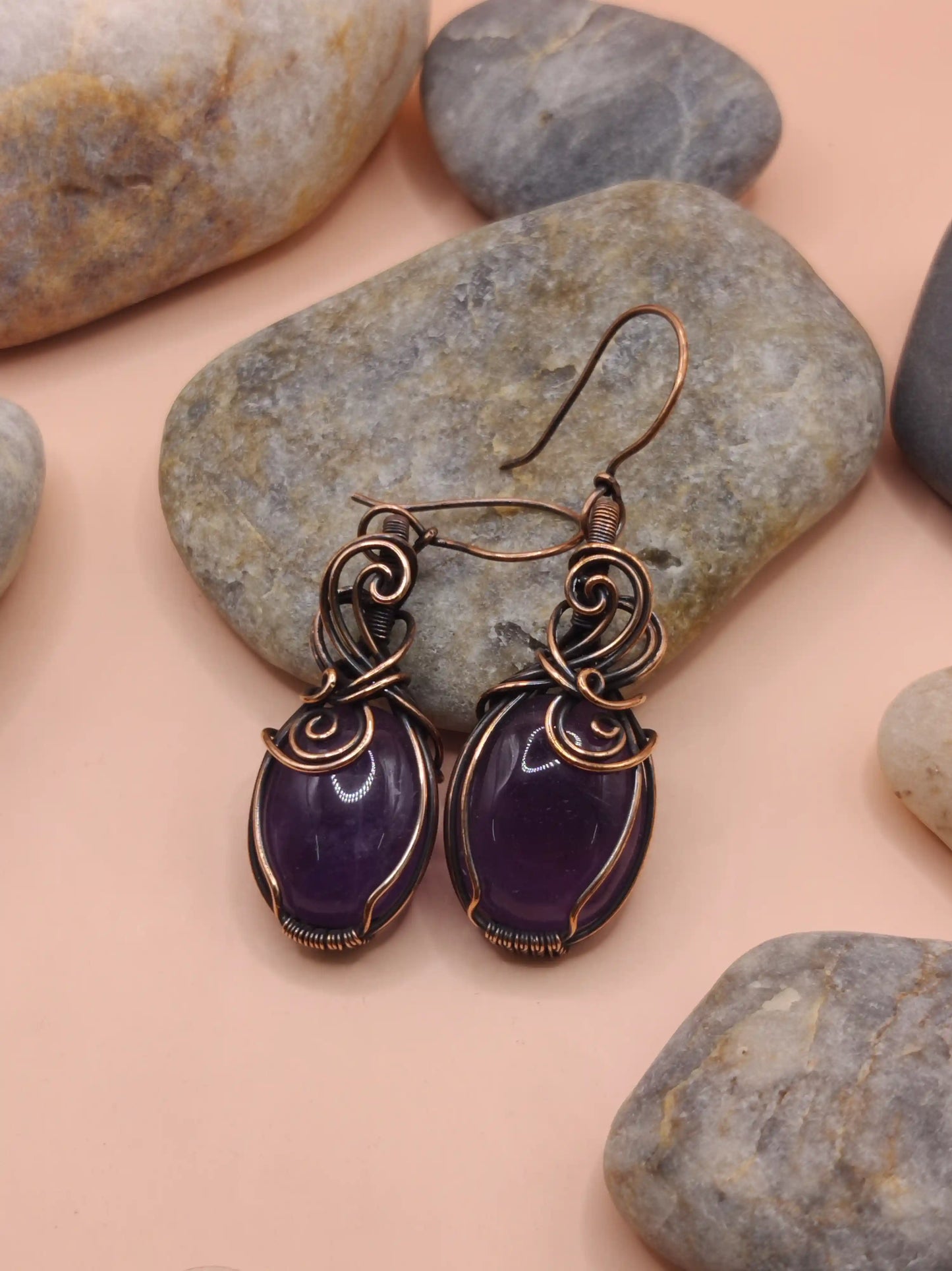 Kimaya - Amethyst in Antiqued Copper Earrings - 003