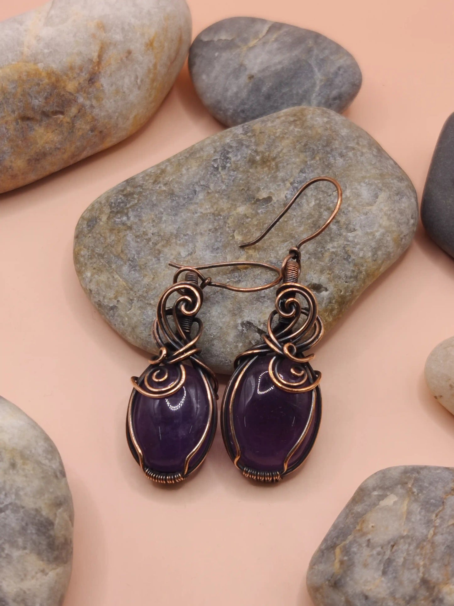 Kimaya - Amethyst in Antiqued Copper Earrings - 003