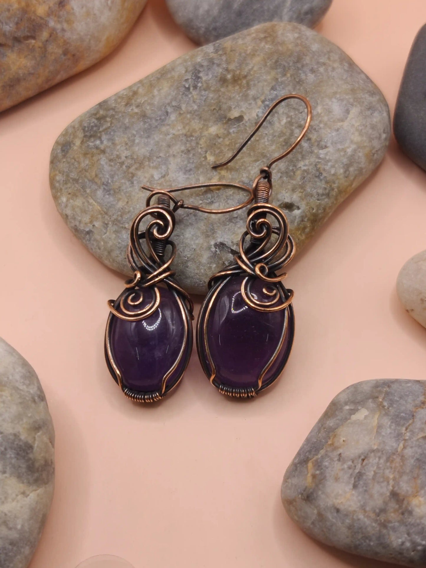 Kimaya - Amethyst in Antiqued Copper Earrings - 003
