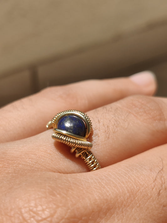 Shaye - Lapis Lazuli Ring in Brass