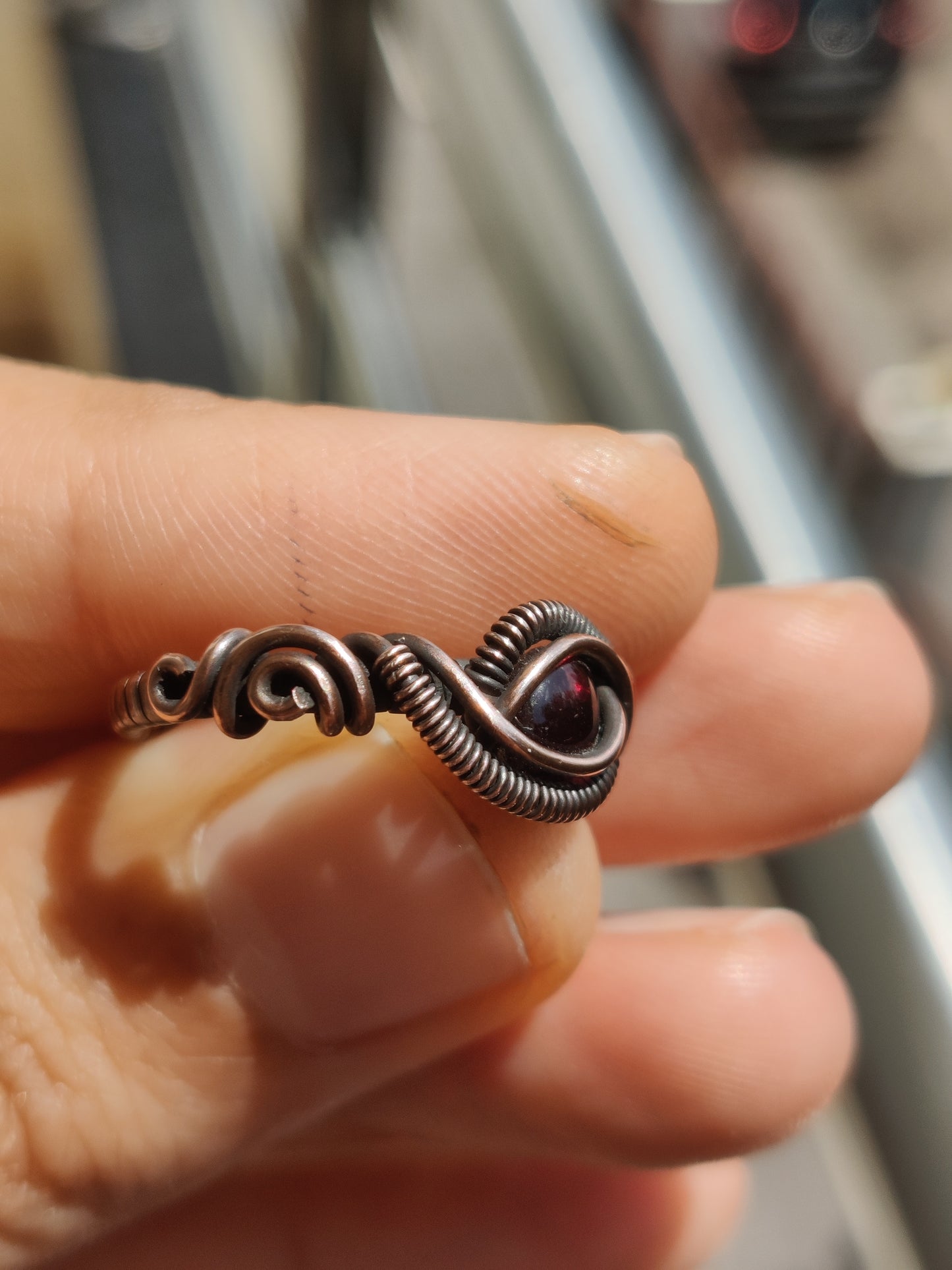 Kanika - Garnet Copper Ring