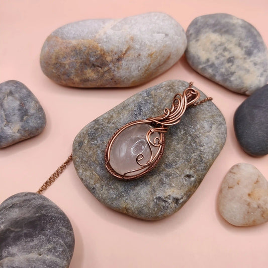 Urvi - Rose Quartz Copper Necklace 001