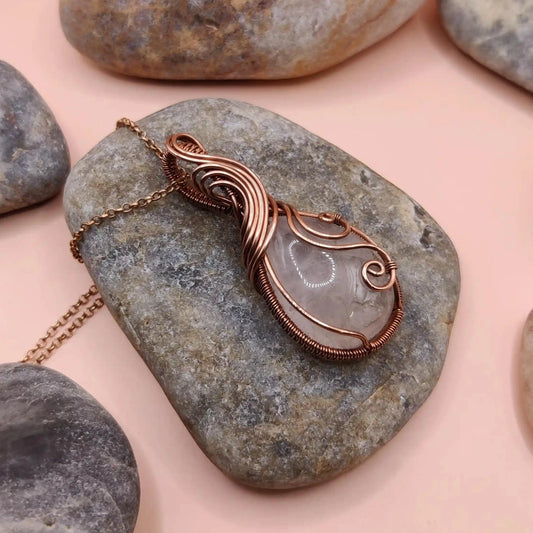 Urvi - Rose Quartz Copper Necklace 002