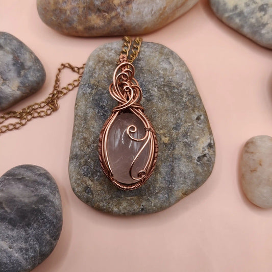 Runi - Rose Quartz Copper Necklace 005