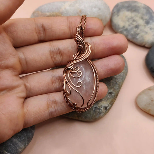 Runi - Rose Quartz Copper Necklace 006