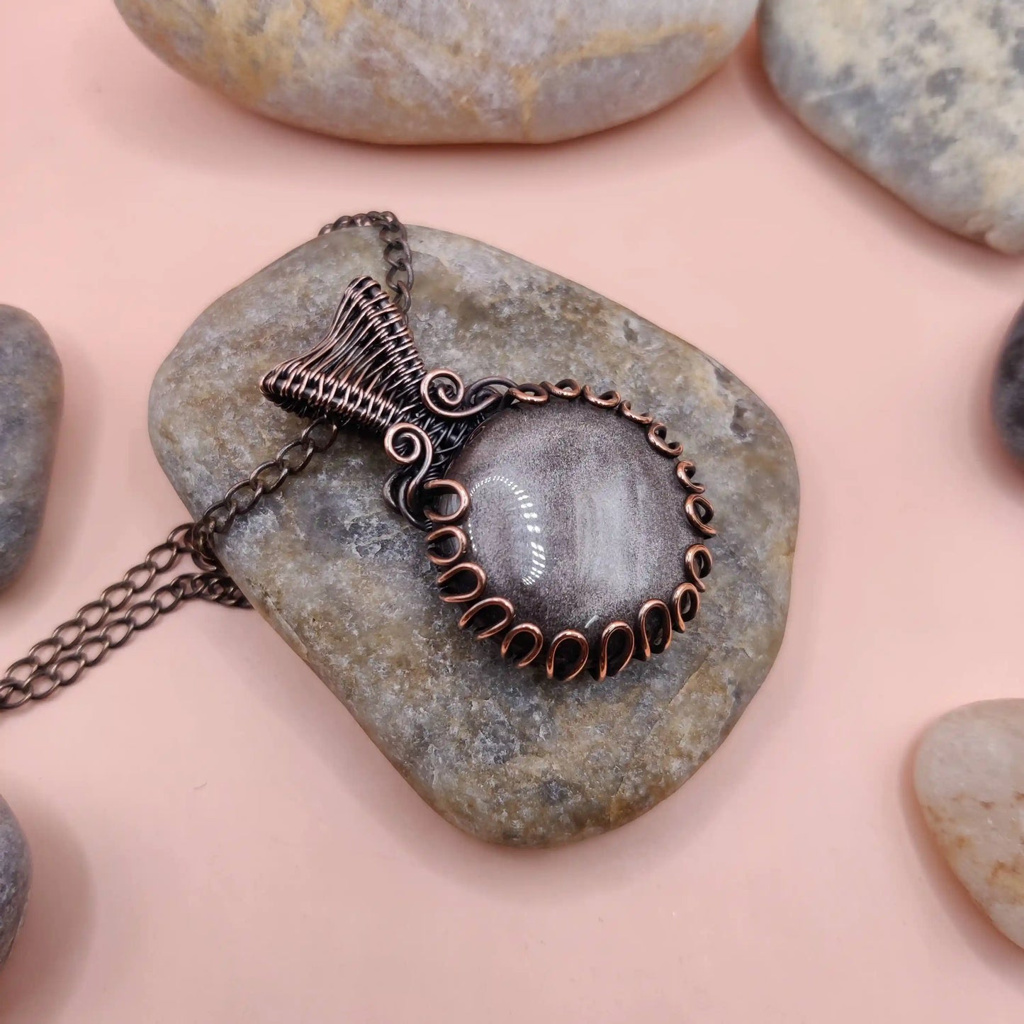 Surya - Silver Sheen Obsidian Necklace