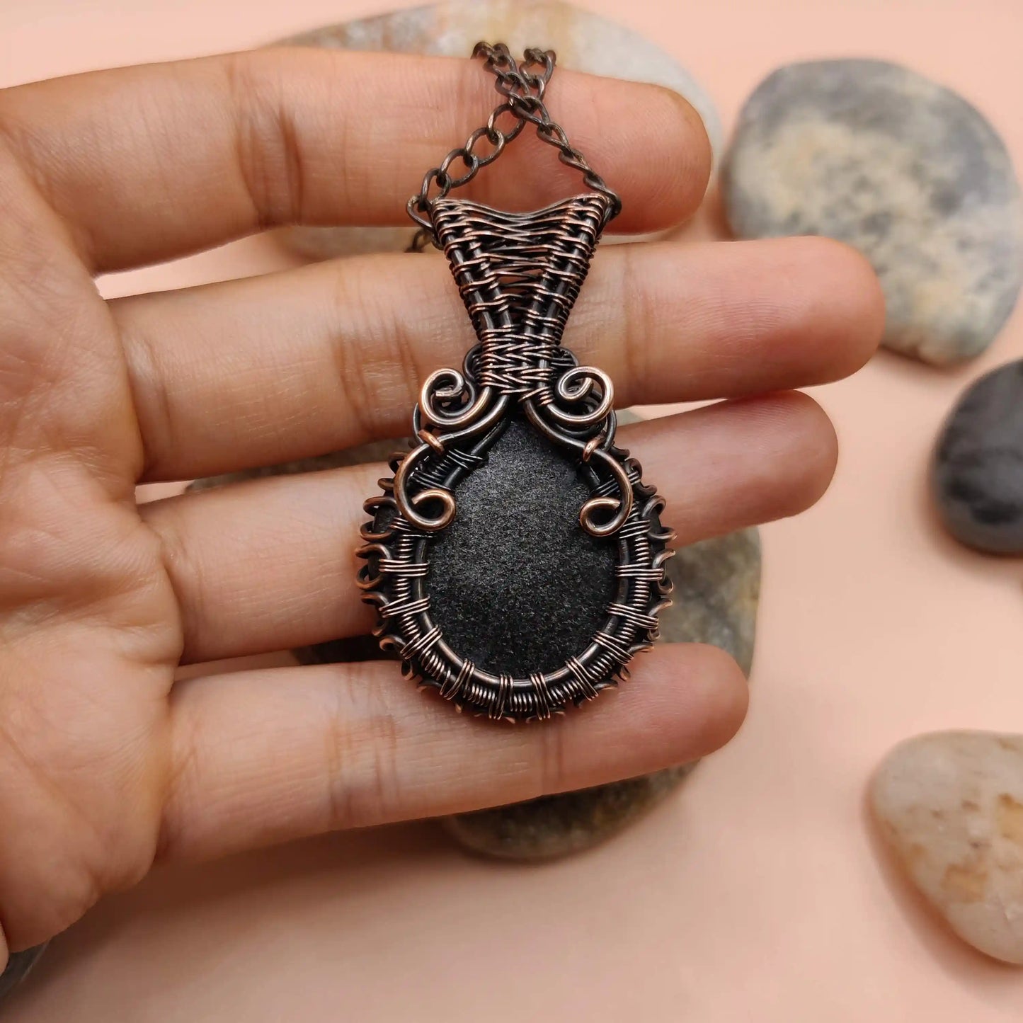 Surya - Silver Sheen Obsidian Necklace