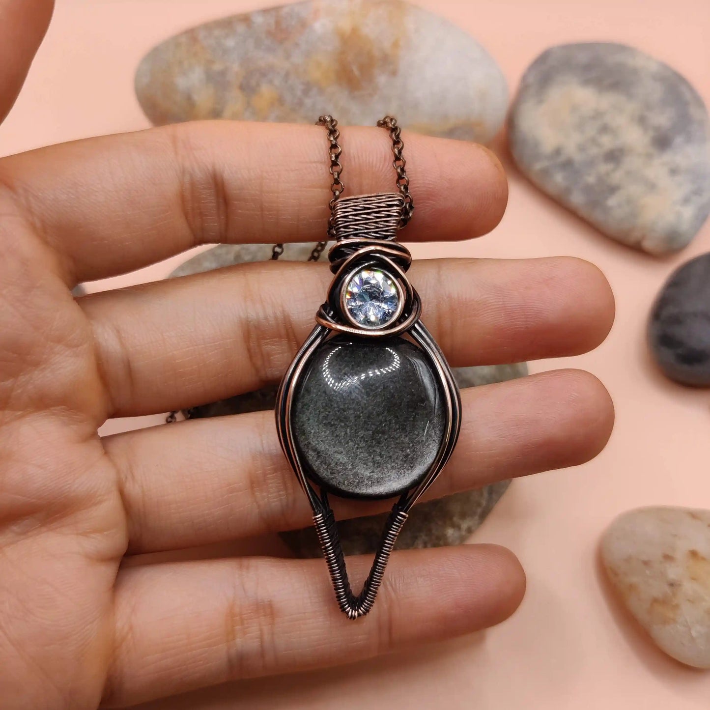 Viti - Silver Sheen Obsidian Necklace