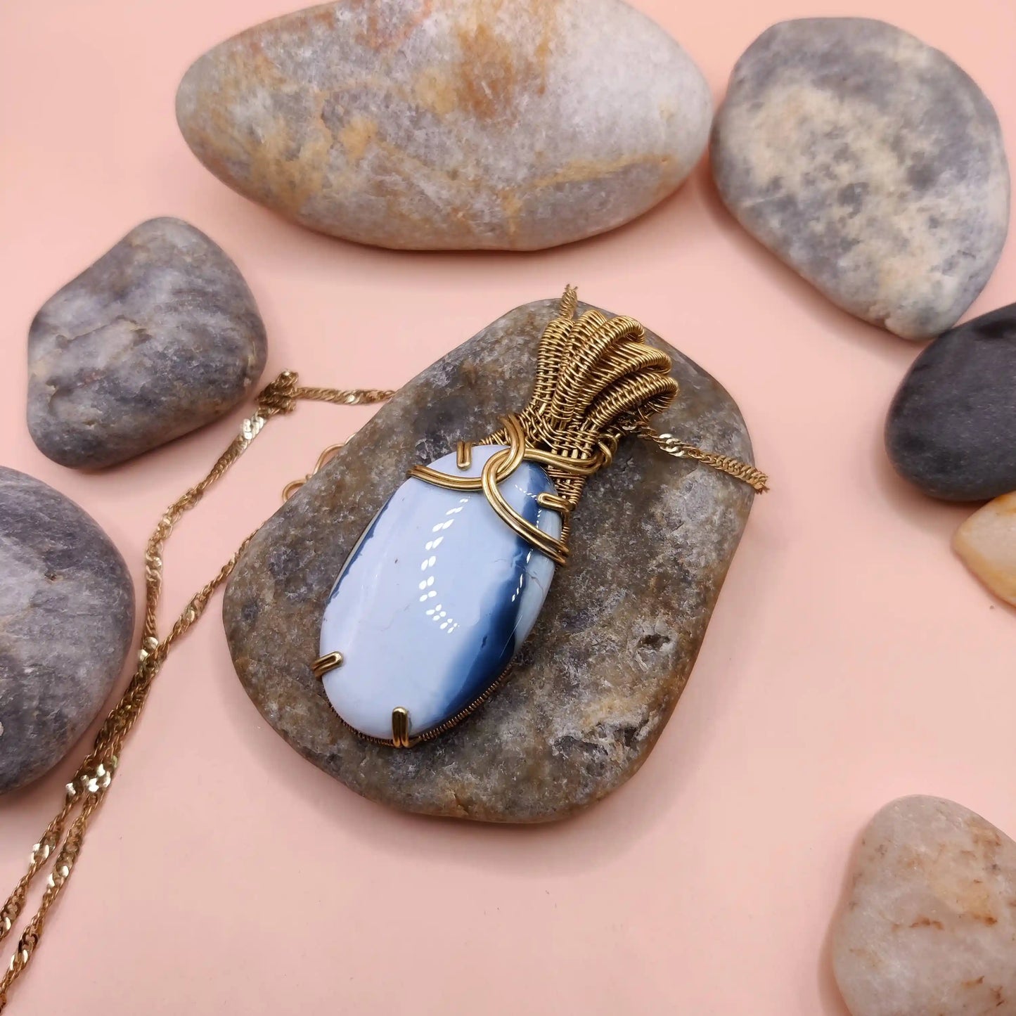 Chaitya - Blue Opal Necklace - 002