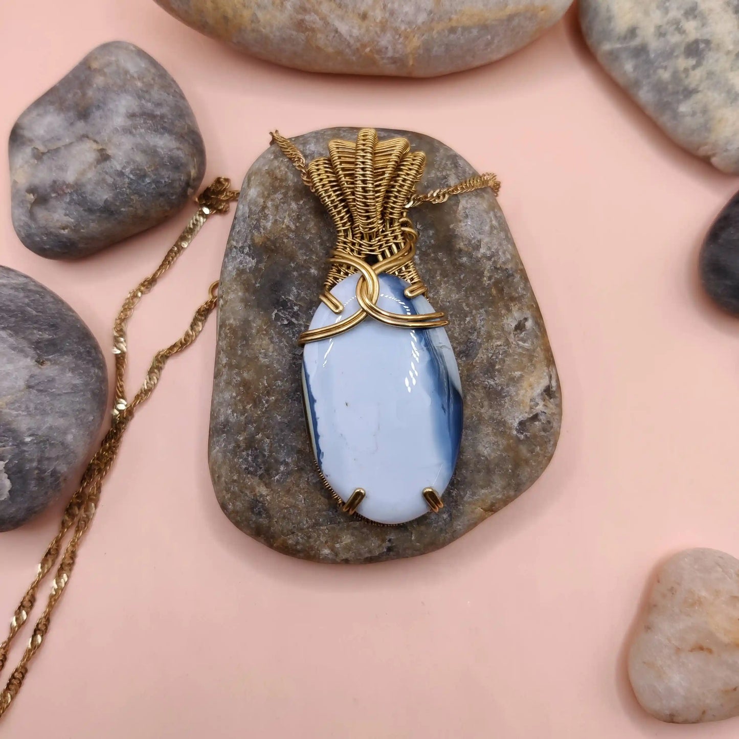 Chaitya - Blue Opal Necklace - 002