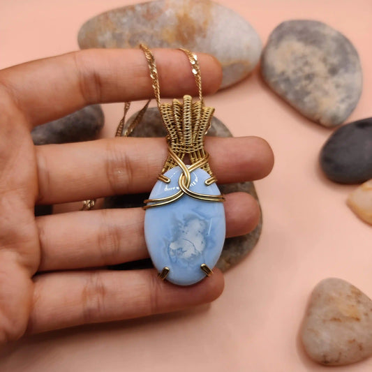 Chaitya - Blue Opal Necklace - 003