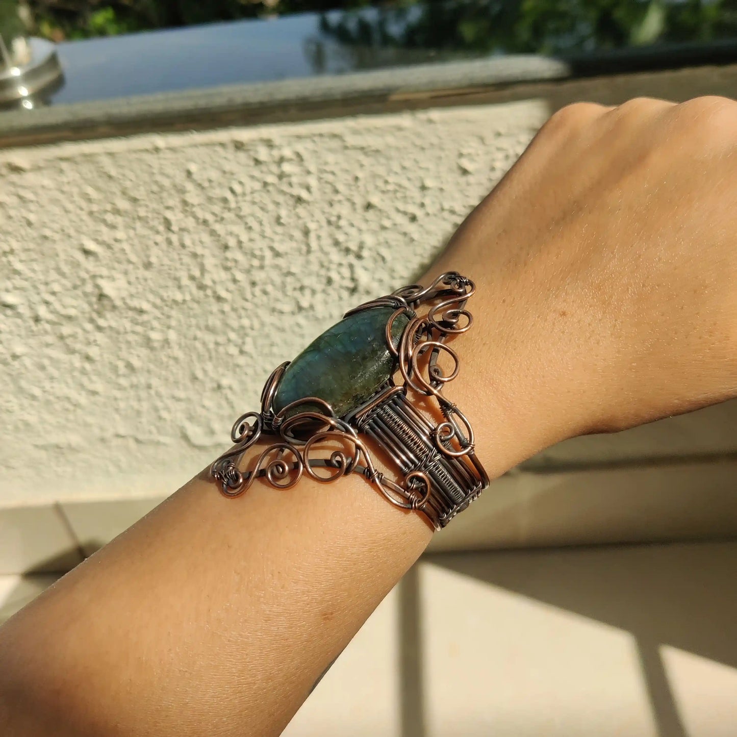 Gauranga - Labradorite Copper Cuff Bracelet - 005