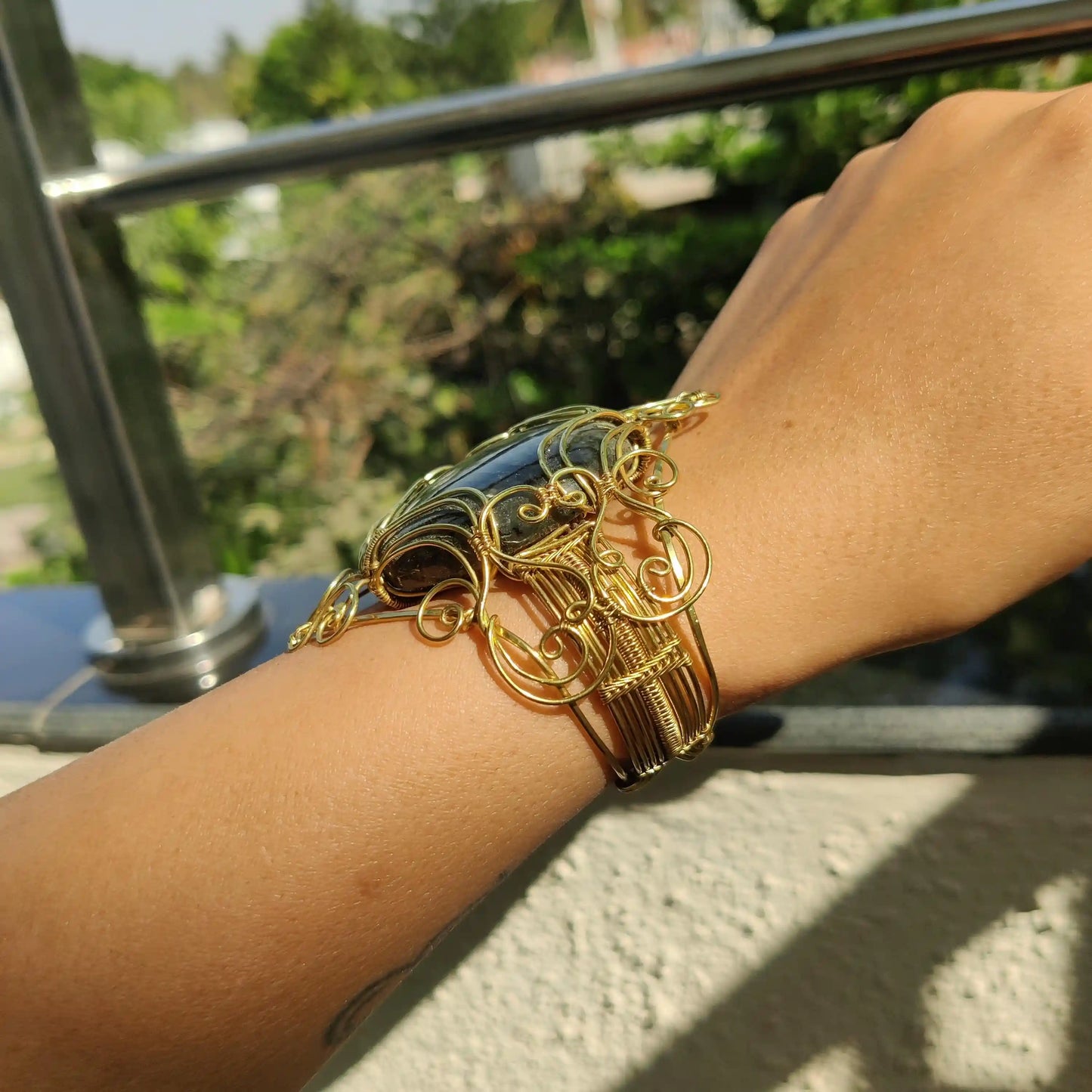Gauranga - Labradorite Brass Cuff Bracelet - 001