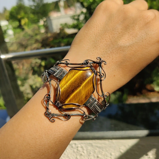 Gauranga - Tiger's Eye Copper Cuff Bracelet - 001