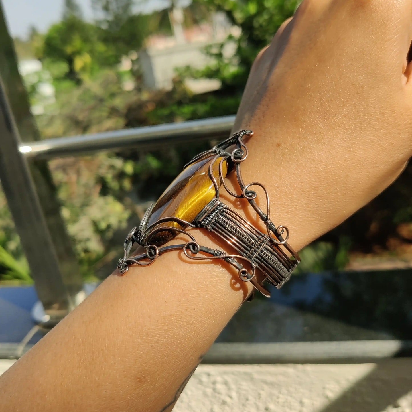 Gauranga - Tiger's Eye Copper Cuff Bracelet - 001