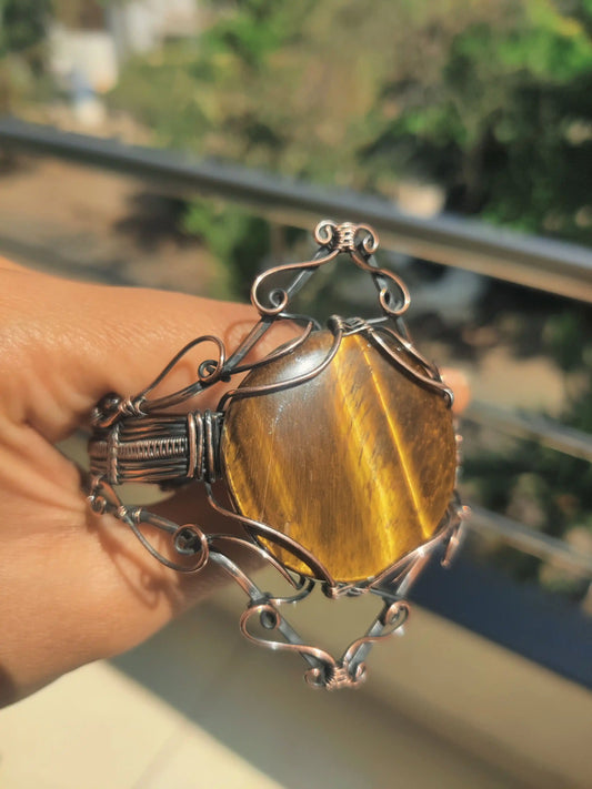 Gauranga - Tiger's Eye Copper Cuff Bracelet - 002