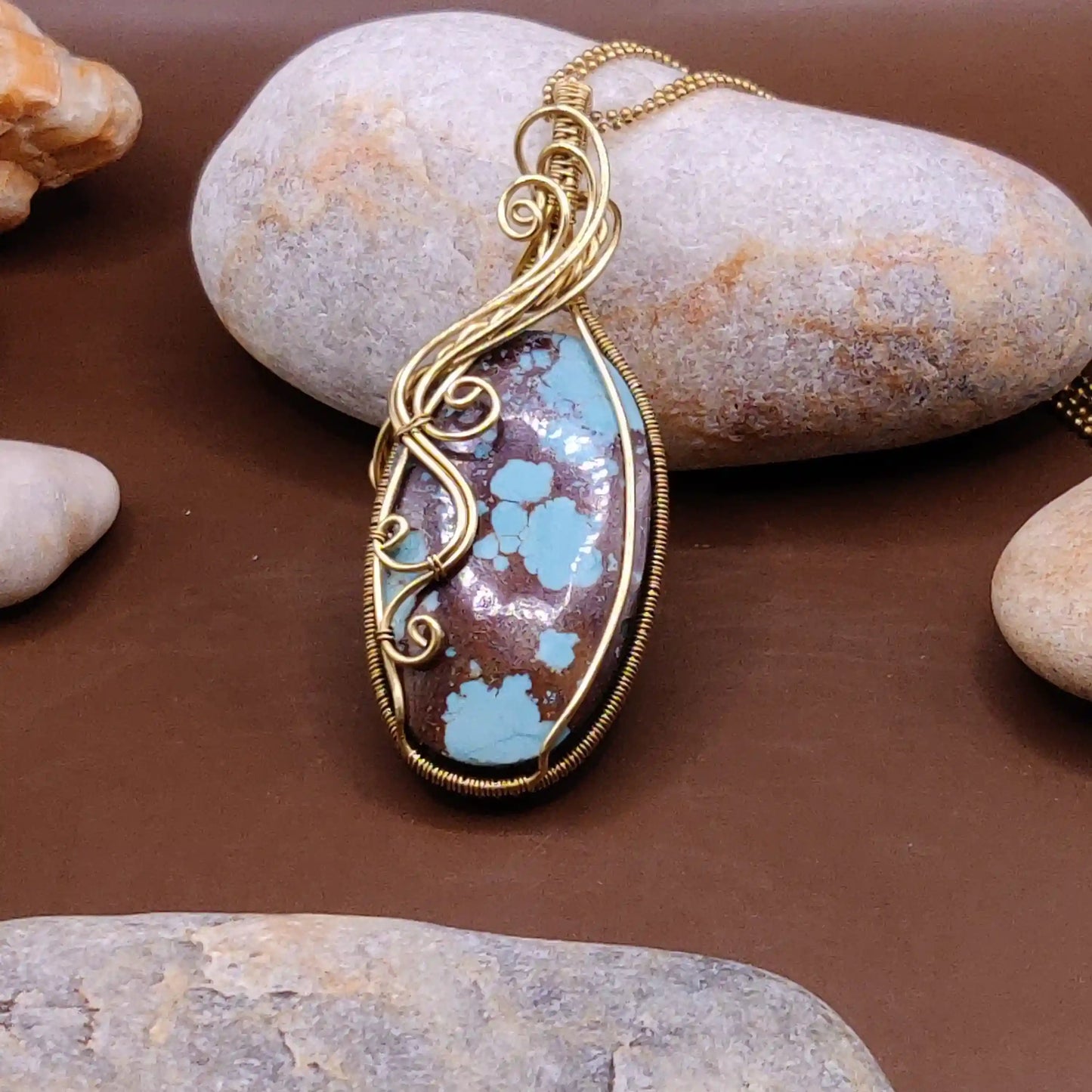 Prisha - Turquoise Brass Necklace 003