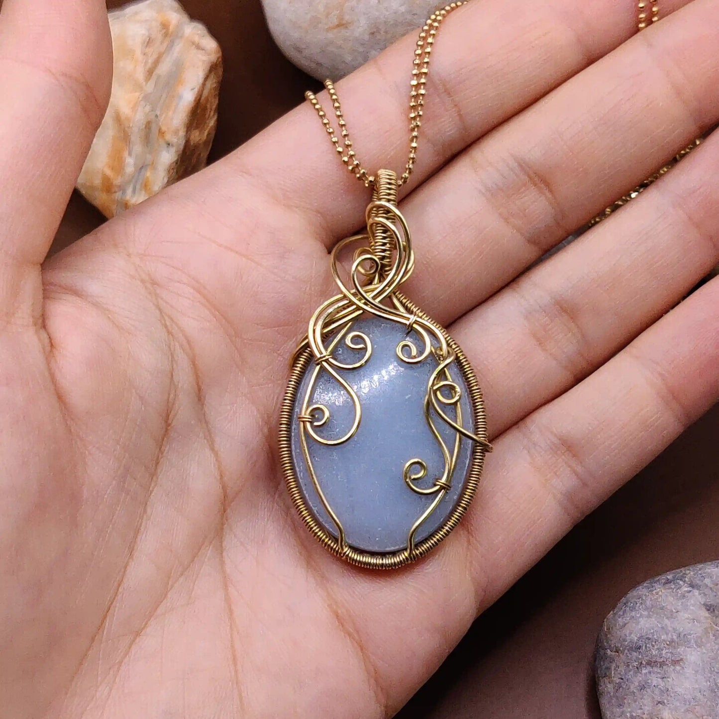 Prisha - Angelite Brass Necklace