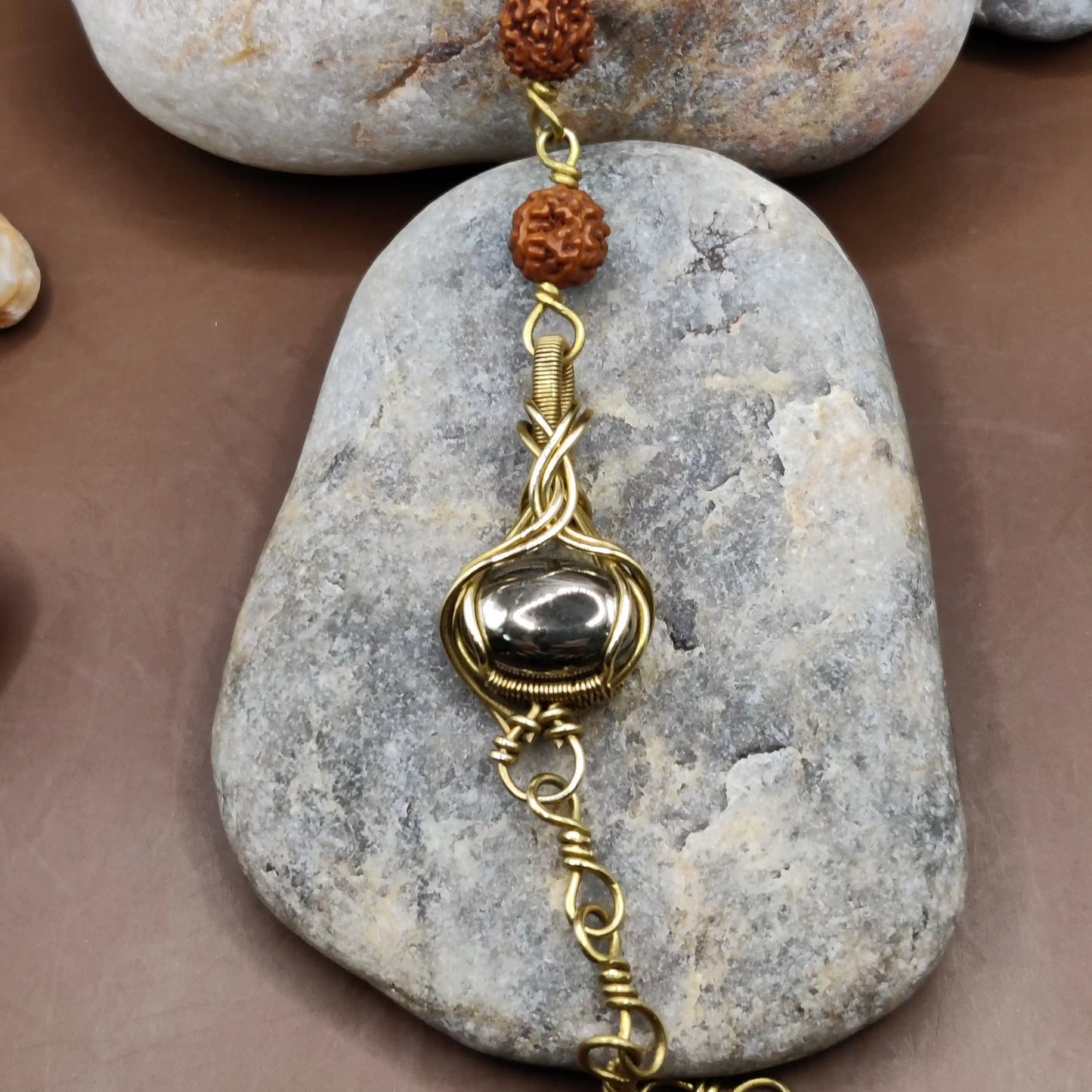Kamal -Pyrite and Rudraksha Bracelet 003