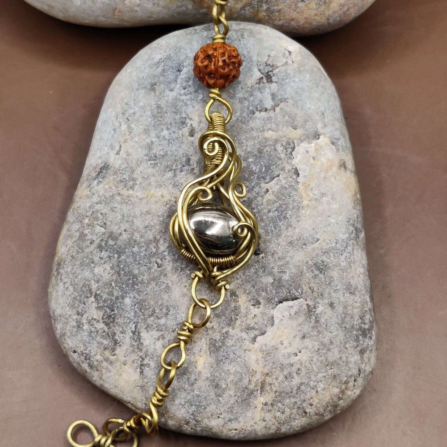 Kamal -Pyrite and Rudraksha Bracelet 002