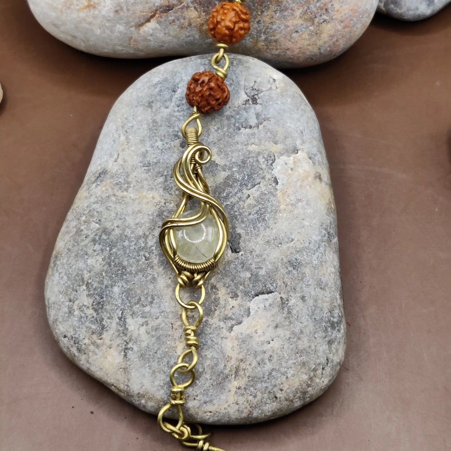 Kamal -Prehnite and Rudraksha Bracelet 003