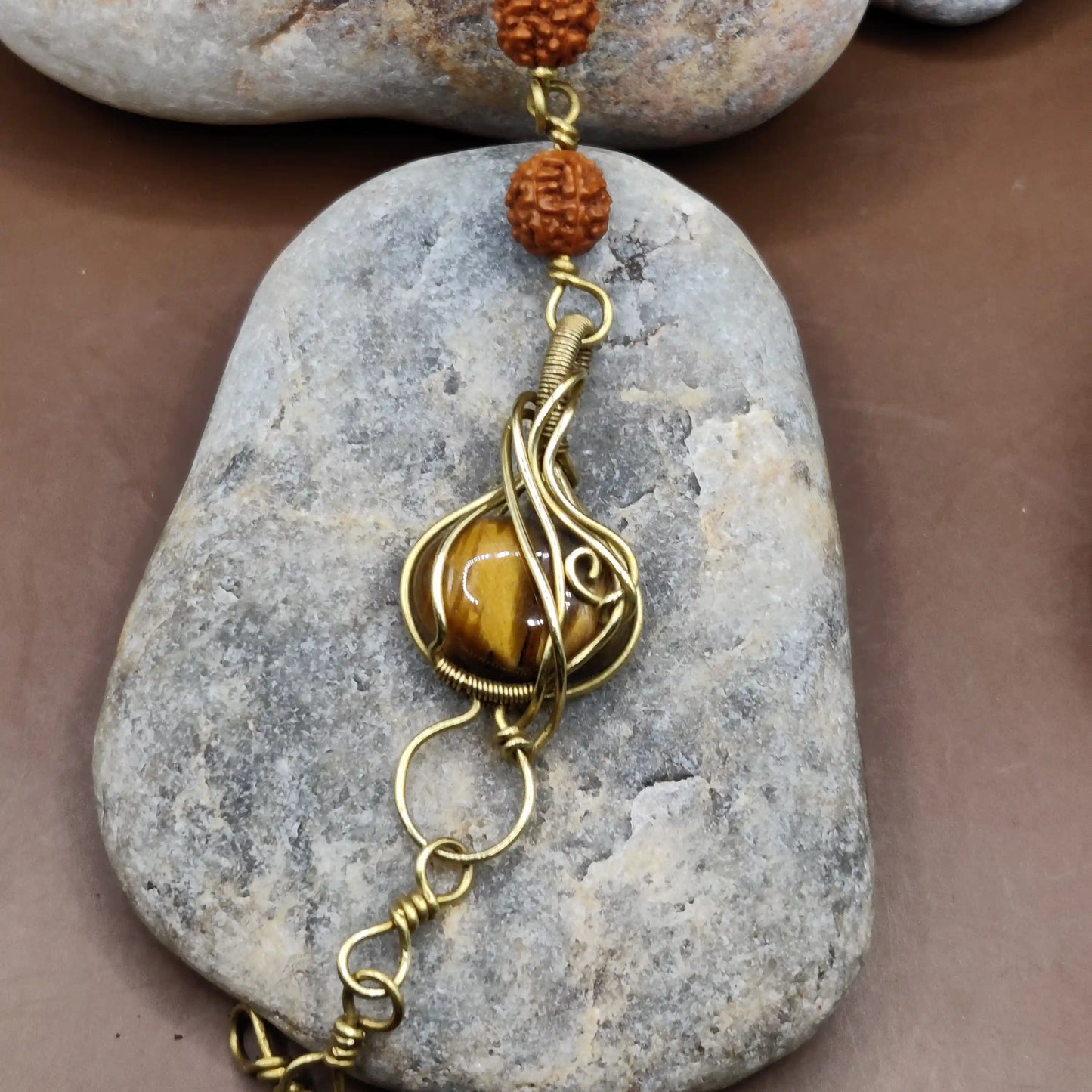 Kamal - Tiger's Eye and Rudraksha Bracelet 005