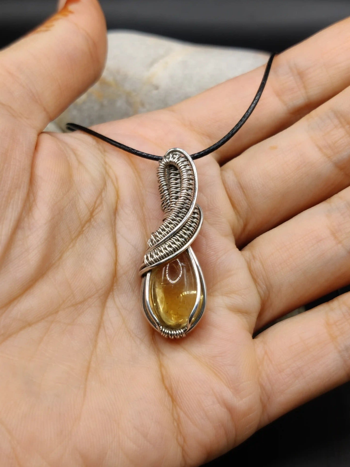 Anushka - Citrine Silver Pendant