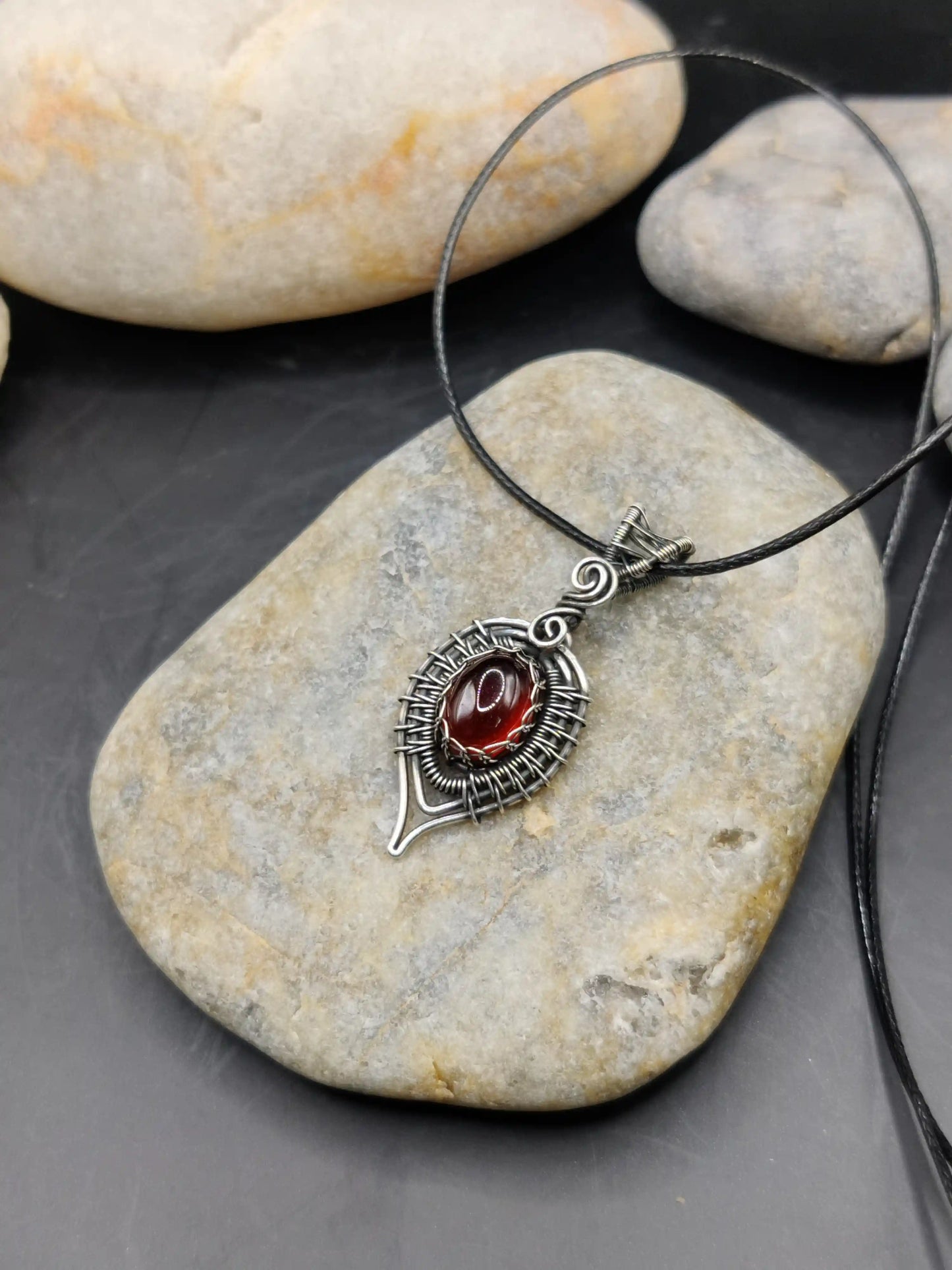 Pallavi - Hessonite Garnet Silver Pendant