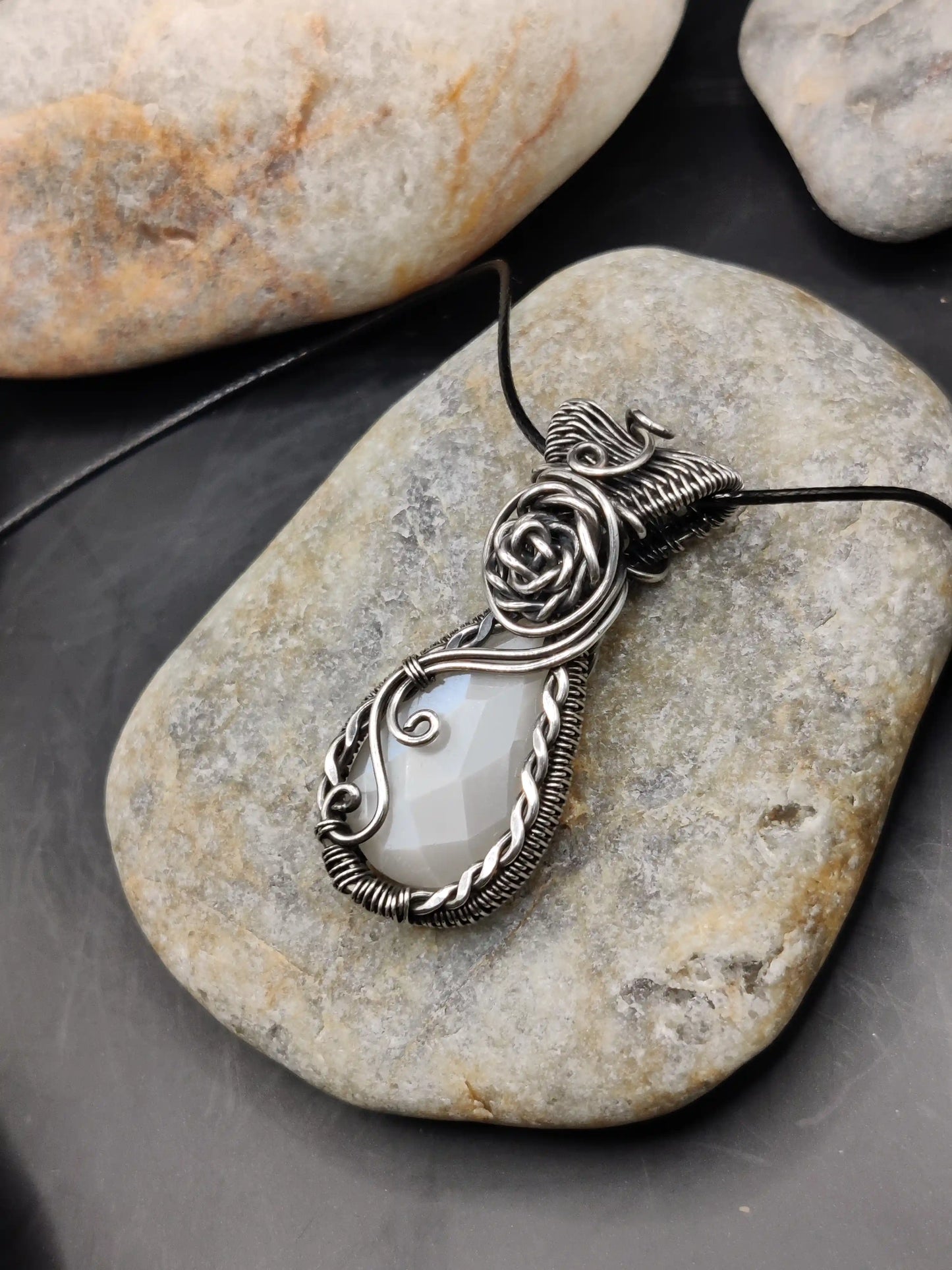 Bodhi - White Moonstone Silver Pendant