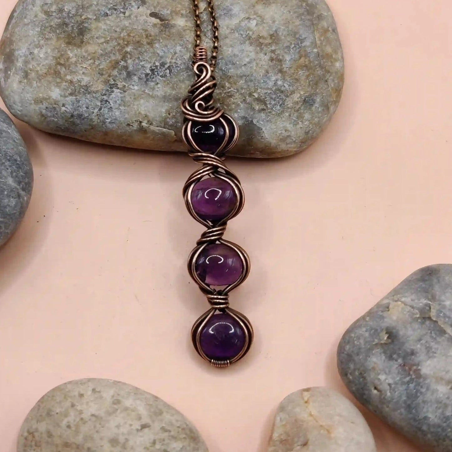 Ivaan - Amethyst Necklace By Sanguine Aura Handcrafted Jewellery. Healing Benefits Of Amethyst - eases stress, promotes sleep, and brings clarity.