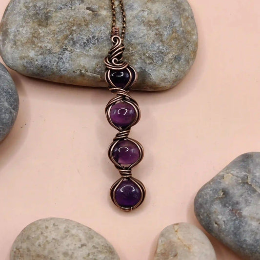 Ivaan - Amethyst Necklace By Sanguine Aura Handcrafted Jewellery. Healing Benefits Of Amethyst -  eases stress, promotes sleep, and brings clarity.