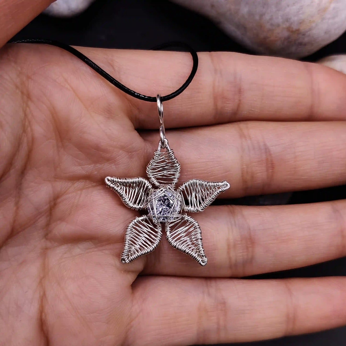 Kaasni - Cubic Zirconia Necklace By Sanguine Aura Handcrafted Jewellery. Healing Benefits of Cubic Zirconia - brilliance, mental clarity and focus.