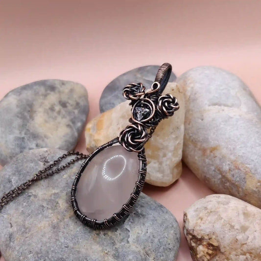 Kahaan Rose Quartz Necklace SA1 By Sanguine Aura Handcrafted Jewellery