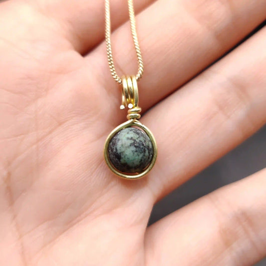 Kanan - African Turquoise Necklace By Sanguine Aura Handcrafted Jewellery. Healing Benefits of African Turquoise - Calming, Balance.