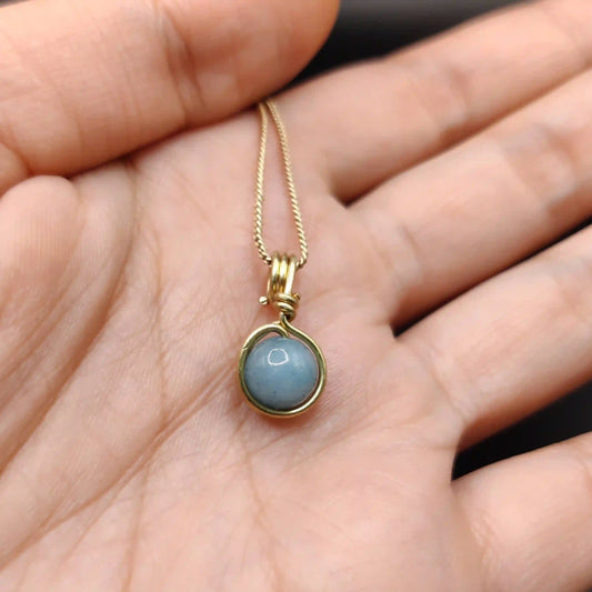 Kanan - Aquamarine Necklace By Sanguine Aura Handcrafted Jewellery. Healing Benefits Of Aquamarine - Calming & Clarity.