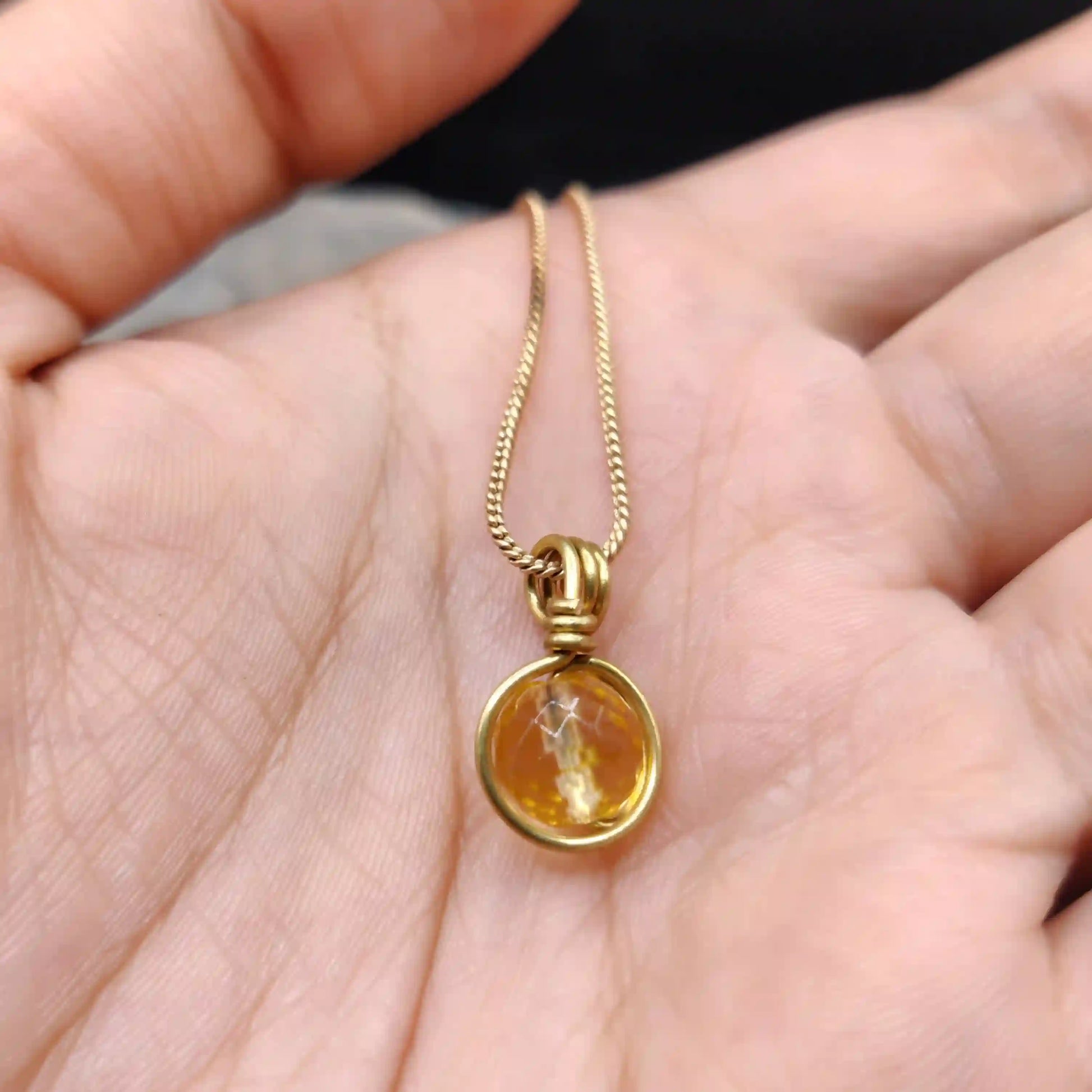 Kanan - Citrine Faceted Necklace By Sanguine Aura Handcrafted Jewellery. Healing Benefits of Citrine - Energy, Abundance, Positivity.
