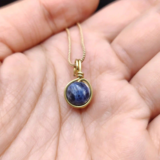 Kanan - Sodalite Necklace By Sanguine Aura Handcrafted Jewellery. Healing Benefits of Sodalite - Calm & Clear.