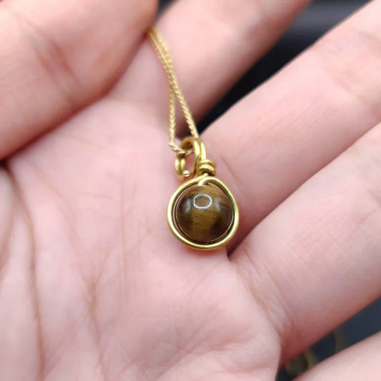 Kanan - Tiger's Eye Necklace By Sanguine Aura Handcrafted Jewellery. Healing Benefits of Tiger's Eye -  Confidence, Focus, Clarity, Courage.
