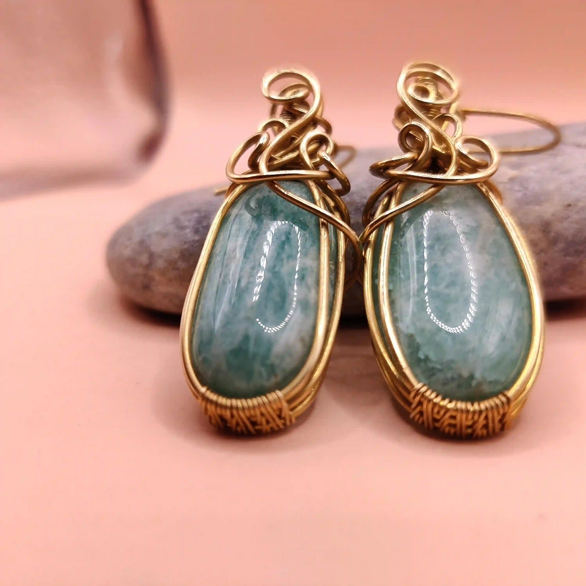 Kimaya - Amazonite Earrings SA1 By Sanguine Aura Handcrafted Jewellery